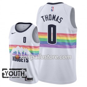 Denver Nuggets Isaiah Thomas 0 2018-19 Nike City Edition Valkoinen Lasten Pelipaidat Swingman